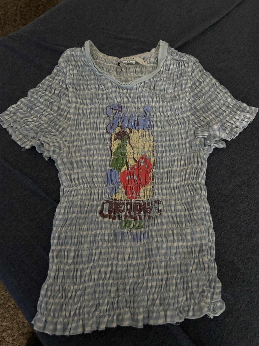 Urban outfitters Kimchi Blue Shay Smocked Gingham Tee